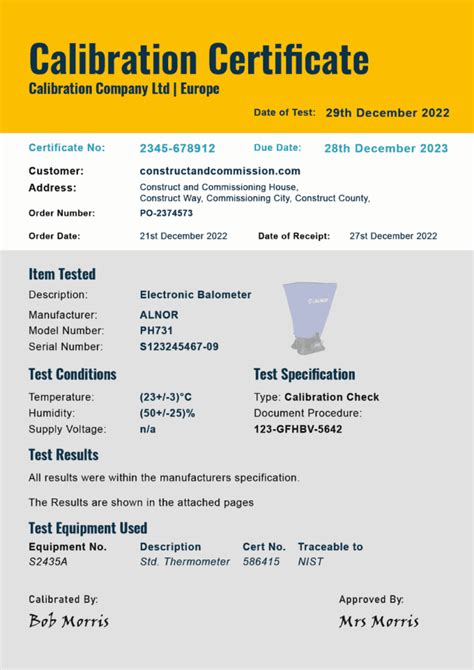 what is a calibration certificate